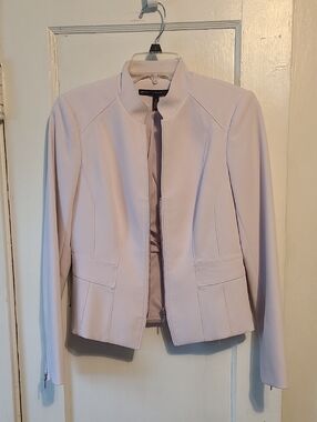 White House Black Market Pale Pink Collarless Zip Blazer